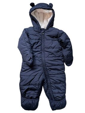 The Children's Place Fleece Lined Full Zip Snow Suit Navy Blue Size 9-12 Months